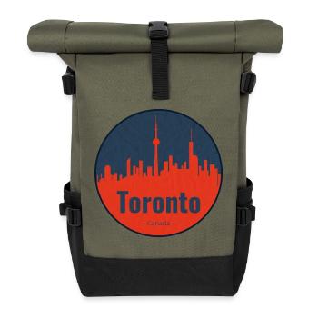 Toronto Skyline Kreisbadge - Rolltop Rucksack - Olive/Schwarz - Vorne