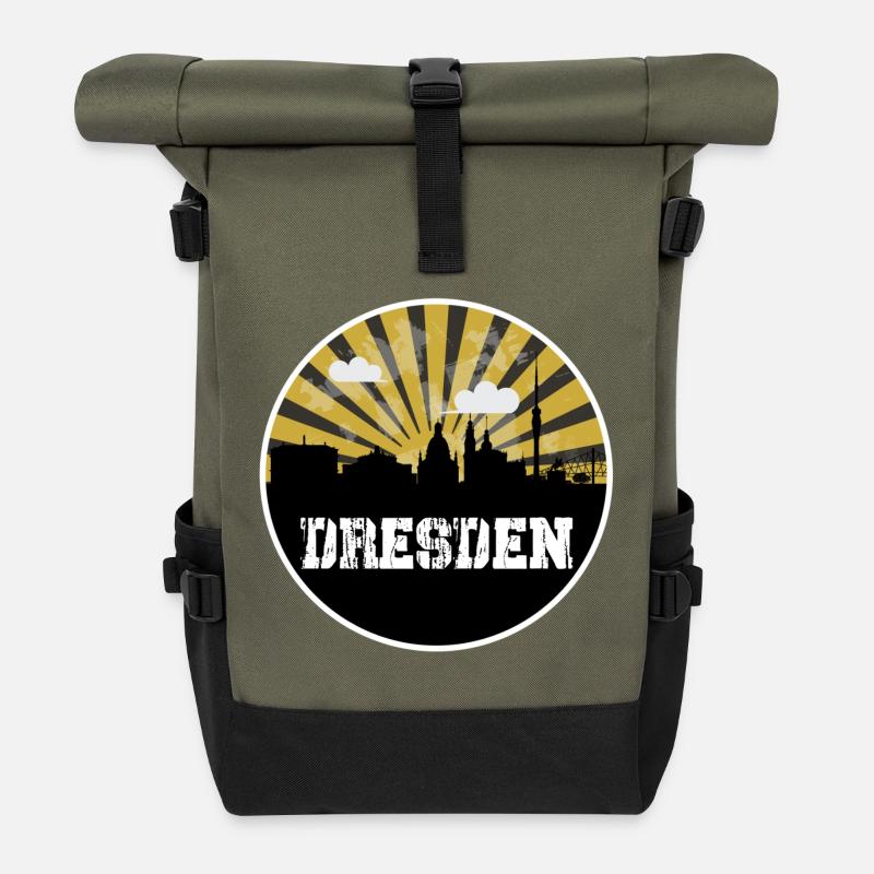 Dresden Skyline Heimspiel - Rolltop Rucksack - Olive/Schwarz