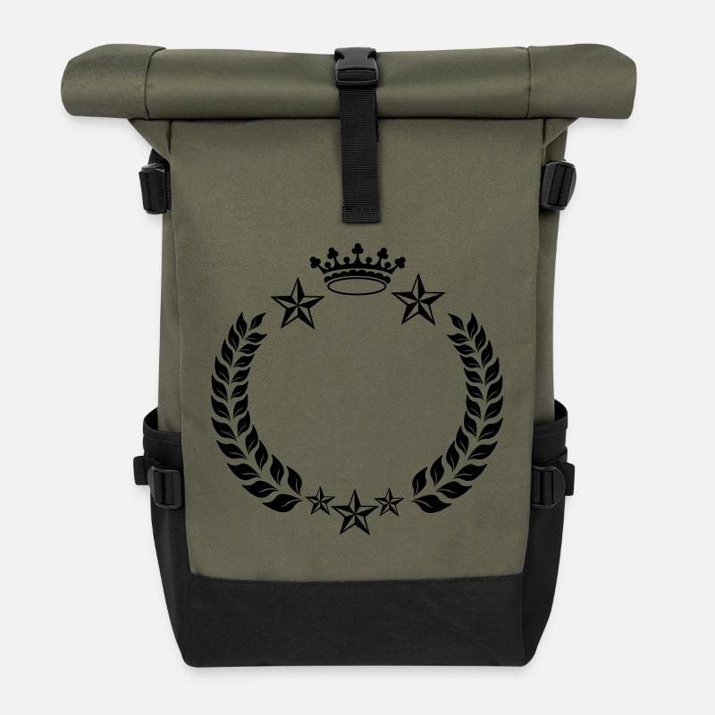 Lorbeerkranz Stern Krone - Rolltop Rucksack - Olive/Schwarz