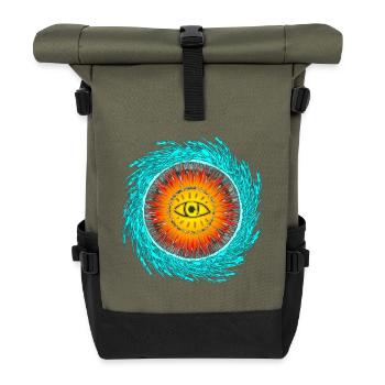 Augen-Tsunami Design  - Rolltop Rucksack - Olive/Schwarz - Vorne