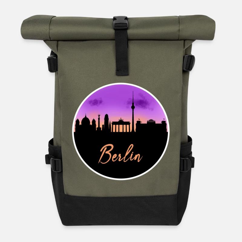 Berlin Fine Skyline - Rolltop Rucksack - Olive/Schwarz