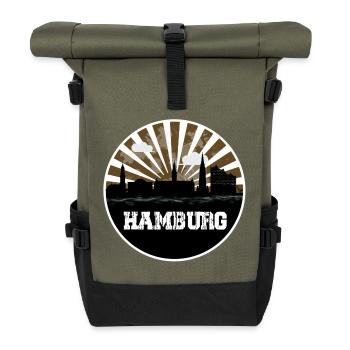Hamburg Skyline Home Game - Roll Top Backpack - olive/black - Front