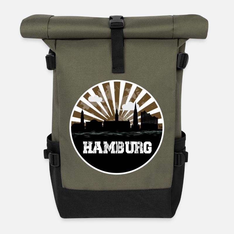 Hamburg Skyline Heimspiel - Rolltop Rucksack - Olive/Schwarz