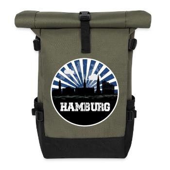 Hamburg Home Game Skyline - Roll Top Backpack - olive/black - Front