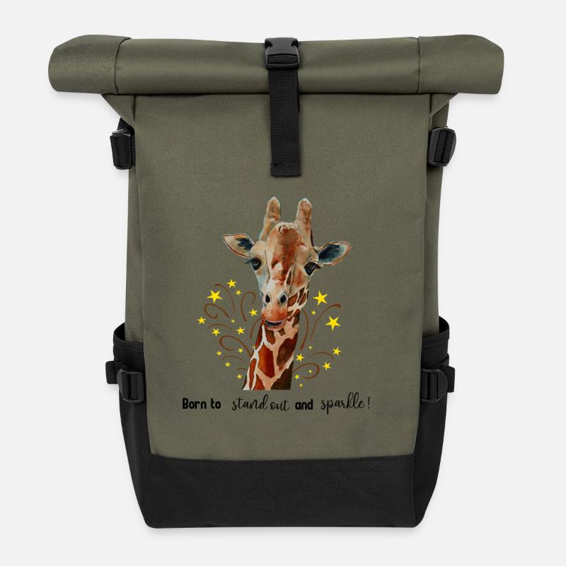 Girafe mignonne Née pour se démarquer et briller - Sac à dos roll top - olive/noir