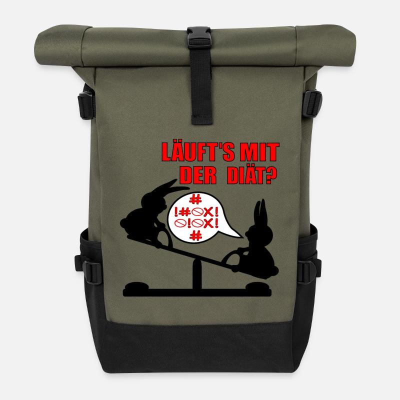 ABNEHMEN LUSTIG - DIÄT SPRÜCHE HUMOR - FEINGEFÜHL - Rolltop Rucksack - Olive/Schwarz