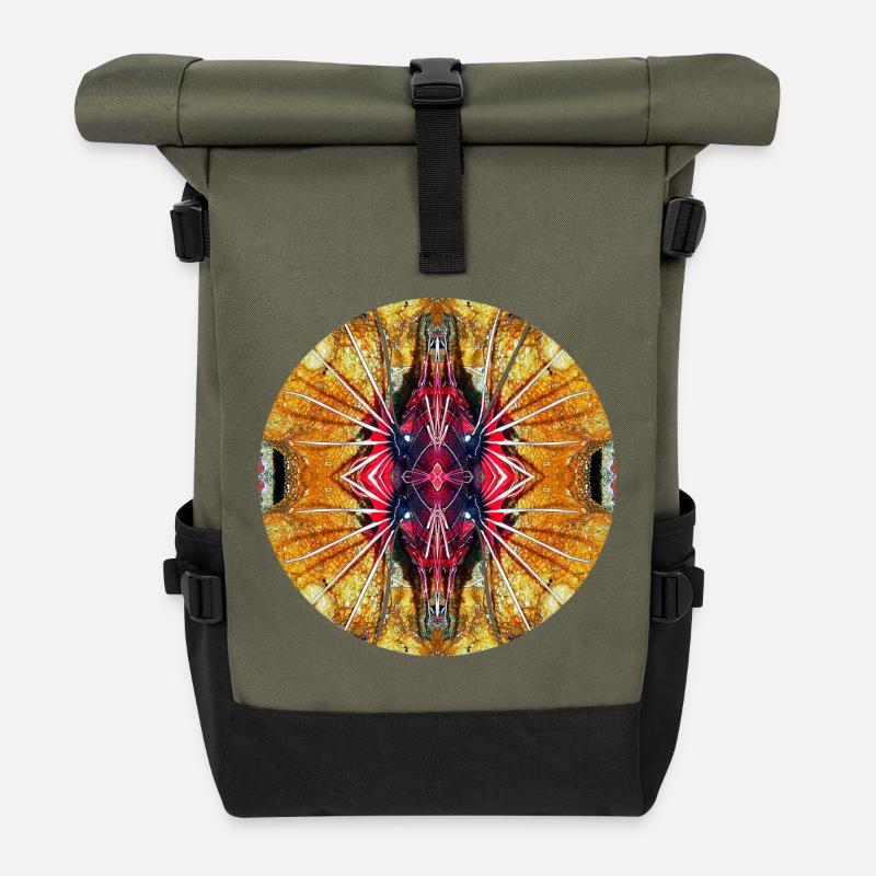 Nature Mandala Underwater, Lionfish - Roll Top Backpack - olive/black