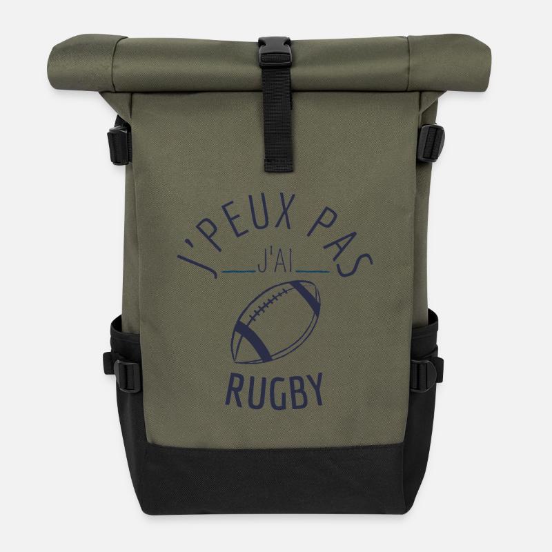 j peux pas j ai rugby - Sac à dos roll top - olive/noir