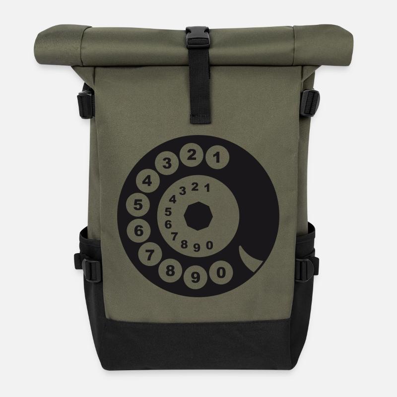 Ancienne numérotation téléphonique - Sac à dos roll top - olive/noir
