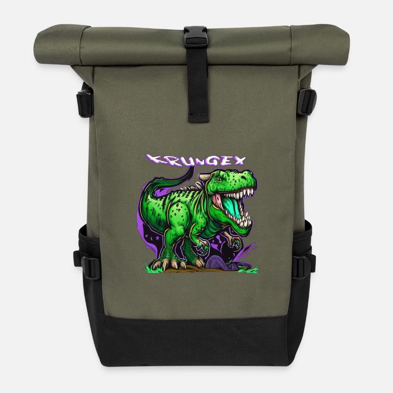 Dinosaure - Sac à dos roll top - olive/noir