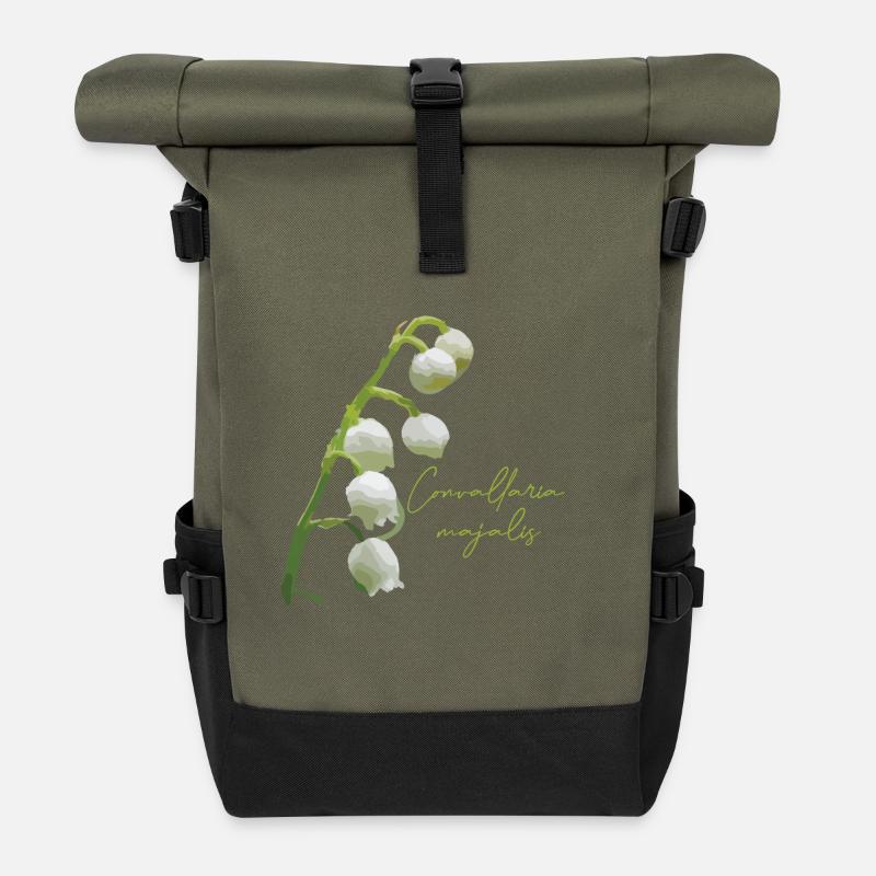 Maiglöckchen-Blütenstand - Rolltop Rucksack - Olive/Schwarz