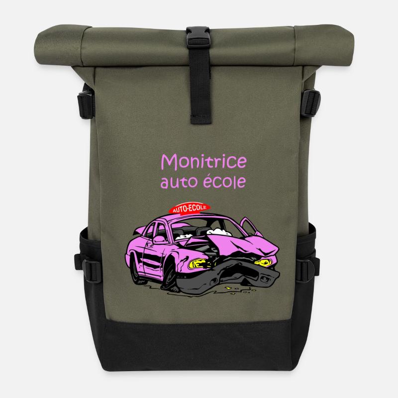 Monitrice auto-école - Sac à dos roll top - olive/noir
