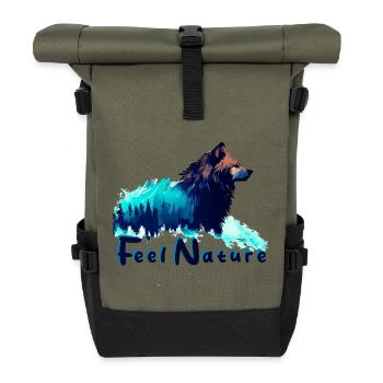 Wolfswald Feel Nature - Rolltop Rucksack - Olive/Schwarz - Vorne