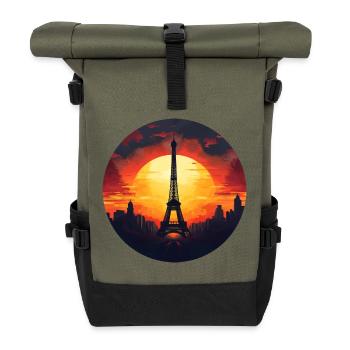 Paris Tour Eiffel au coucher du soleil, Romantique - Sac à dos roll top - olive/noir - Devant