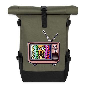 Fernsehabend Streaming Theater Movies Fernsehen - Rolltop Rucksack - Olive/Schwarz - Vorne