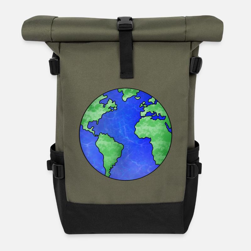 Unser Planet die Erde - Rolltop Rucksack - Olive/Schwarz