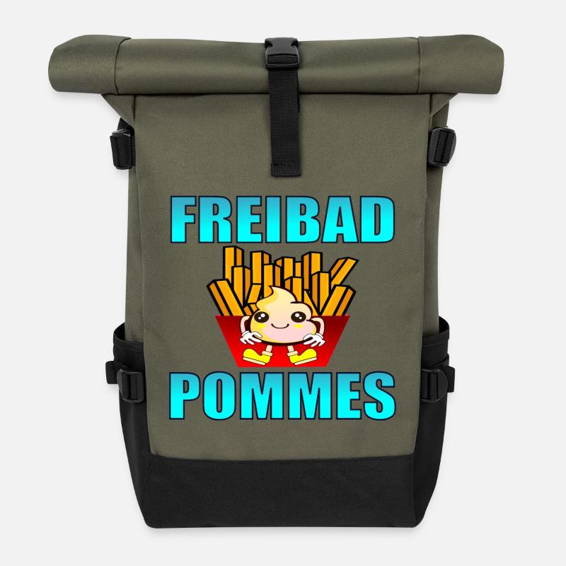 FREIBAD POMMES FRITTEN SOMMER - Rolltop Rucksack - Olive/Schwarz