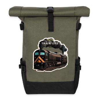 Train Life : Le train de l'aventure - Sac à dos roll top - olive/noir - Devant