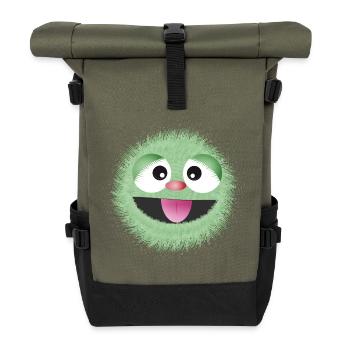 visage de monstre drôle vert menthe câlin - Sac à dos roll top - olive/noir - Devant