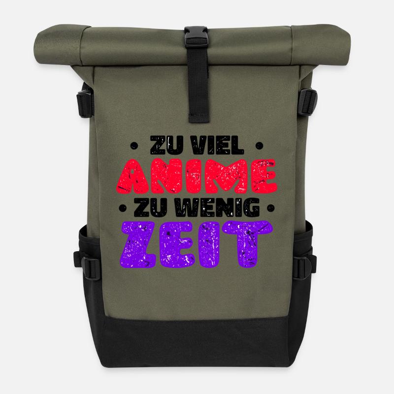 Japan Manga Anime Statement Comic Animation - Rolltop Rucksack - Olive/Schwarz