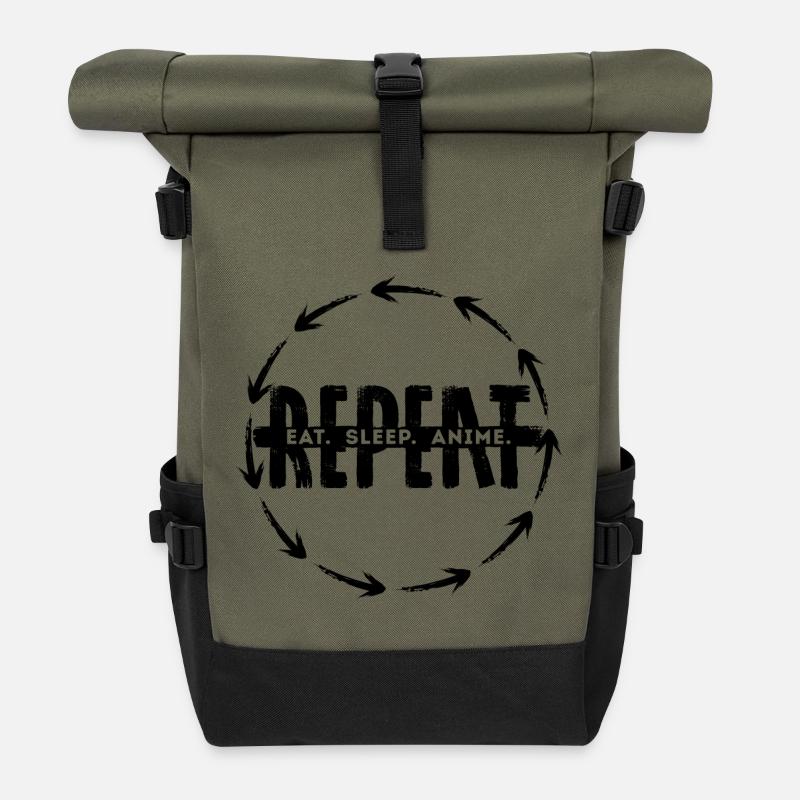 Anime Statement Mangastyle Comic Trickfilm Manga - Rolltop Rucksack - Olive/Schwarz