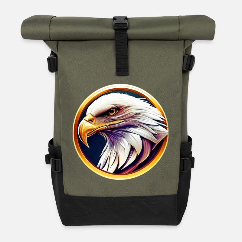 Weißkopfseeadler - Rolltop Rucksack - Olive/Schwarz
