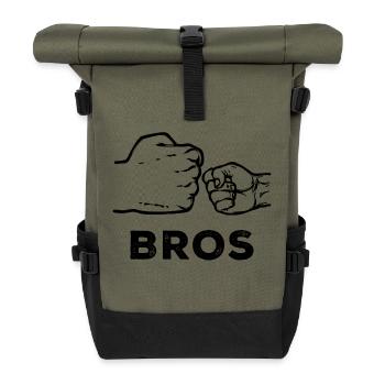Bros Cooler Spruch Geschwister Großer Bruder - Rolltop Rucksack - Olive/Schwarz - Vorne
