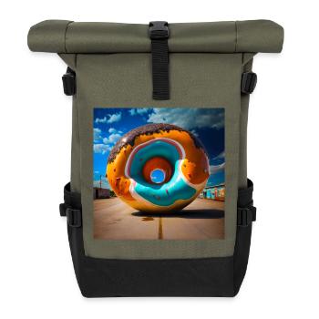 Mega Donut 01 - Rolltop Rucksack - Olive/Schwarz - Vorne