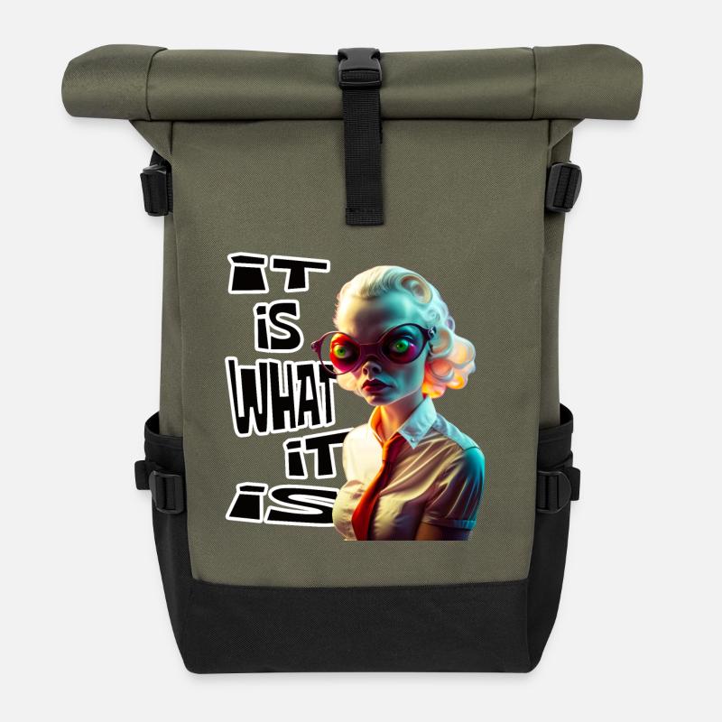 Funky alien 03 It is what it is - Sac à dos roll top - olive/noir