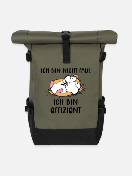 Hamster Statement Haustiere Lieblingstier - Rolltop Rucksack - Olive/Schwarz