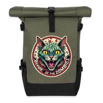 Méfiez-vous des zombies - Sac à dos roll top - olive/noir - Devant