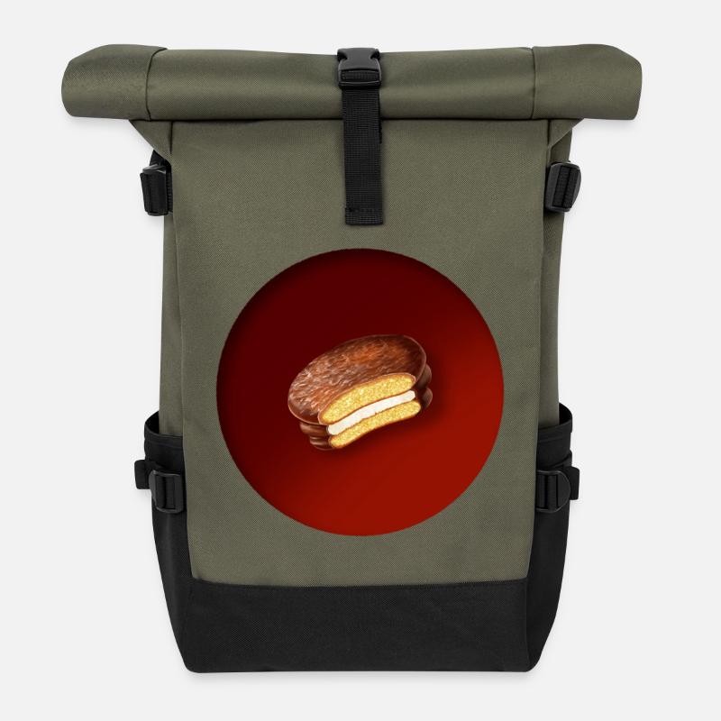 a delicious biscuit with chocolate - Roll Top Backpack - olive/black