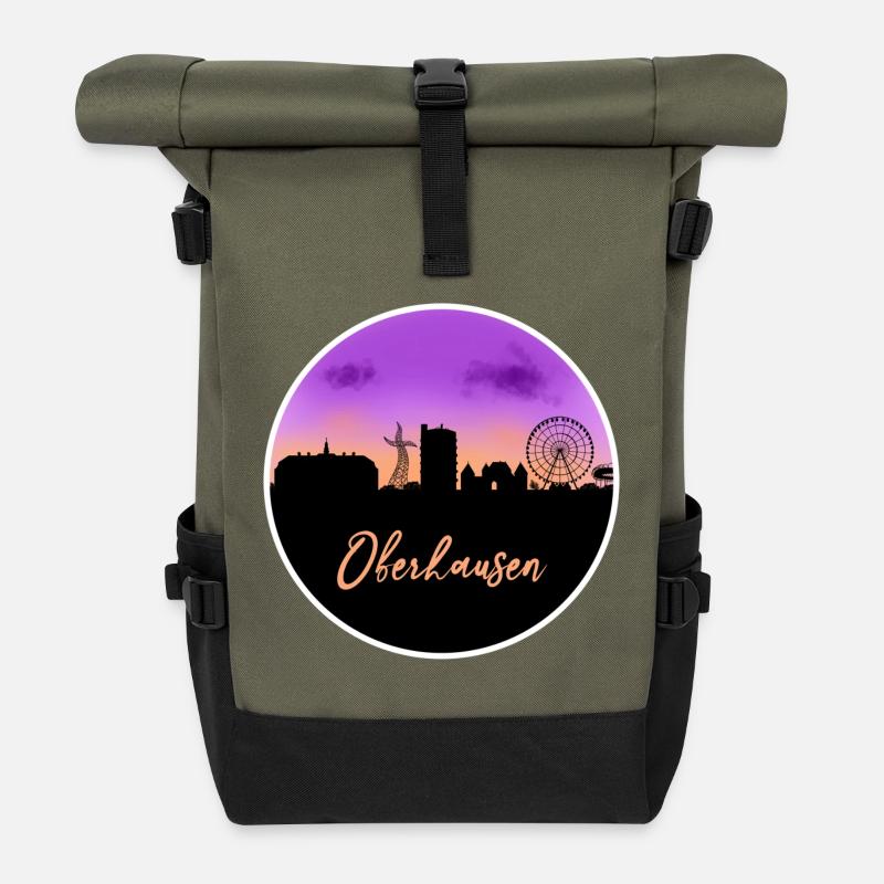 Oberhausen Skyline Fine line - Rolltop Rucksack - Olive/Schwarz