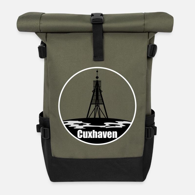 Cuxhaven Transparenz Skyline - Rolltop Rucksack - Olive/Schwarz