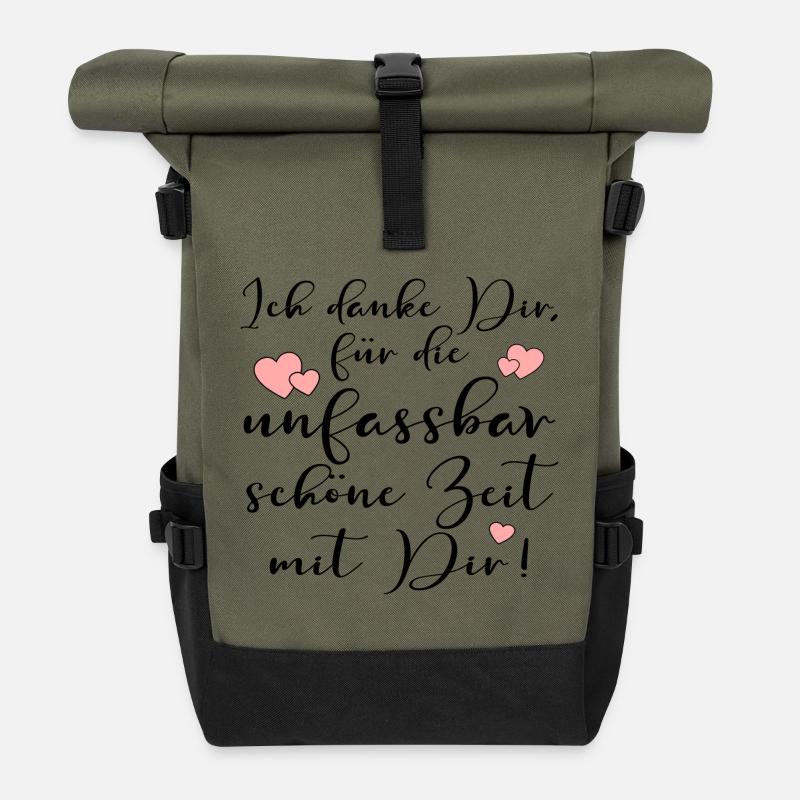 UNFASSBARE DANKBARKEIT ZEIT MIR DIR SPRÜCHE - Rolltop Rucksack - Olive/Schwarz