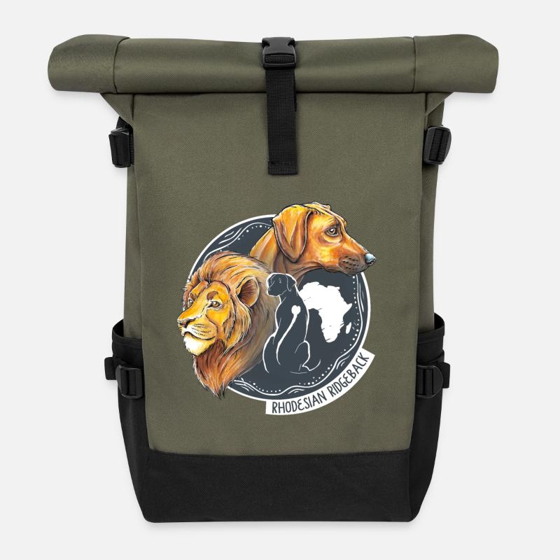 Rhodesian Ridgeback - Rolltop Rucksack - Olive/Schwarz