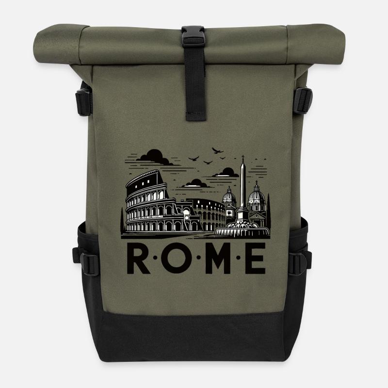 Rome - Roll Top Backpack - olive/black