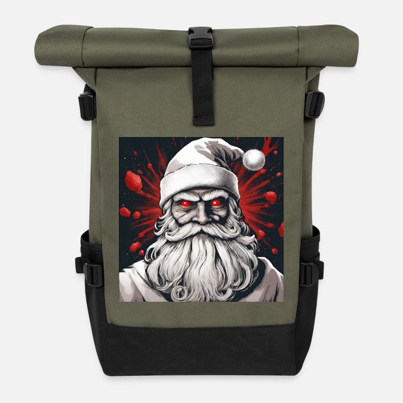 Böser Santa - Rolltop Rucksack - Olive/Schwarz