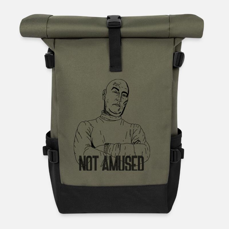 Not Amused – Sarcastic Statement Design - Roll Top Backpack - olive/black