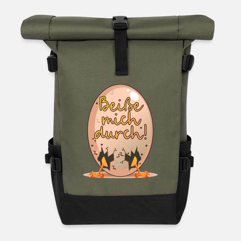 Motivation Erfolgssprüche - SICH DURCHBEIßEN - Rolltop Rucksack - Olive/Schwarz