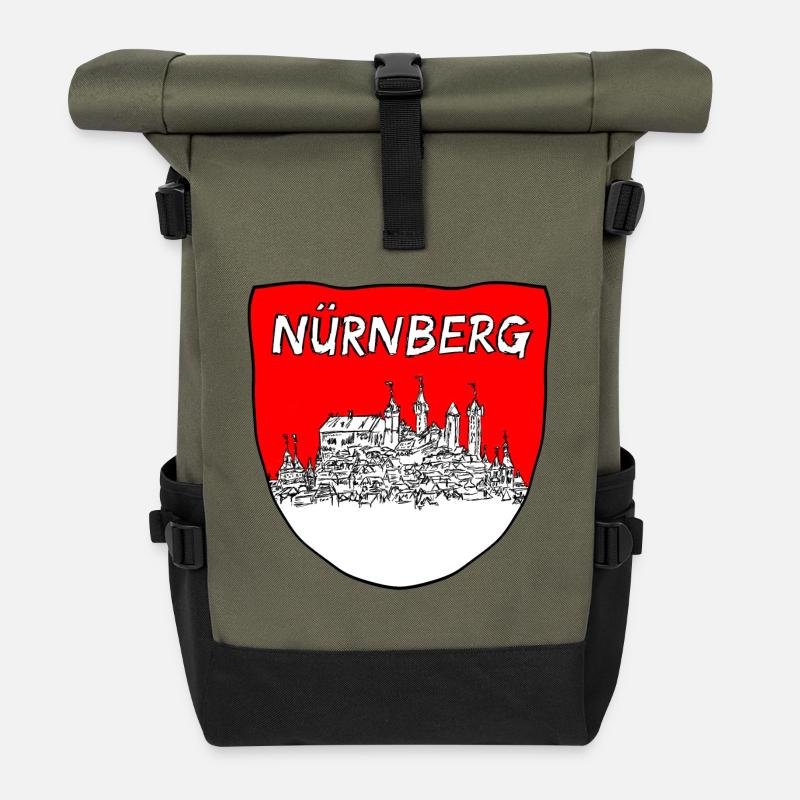 Nürnberg Silhouette Wappen - Rolltop Rucksack - Olive/Schwarz