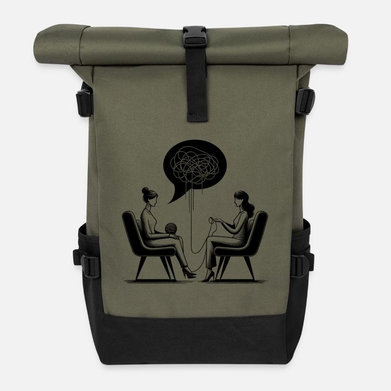 psychothérapie - Sac à dos roll top - olive/noir