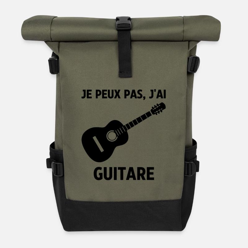 Je peux pas j'ai guitare - Sac à dos roll top - olive/noir