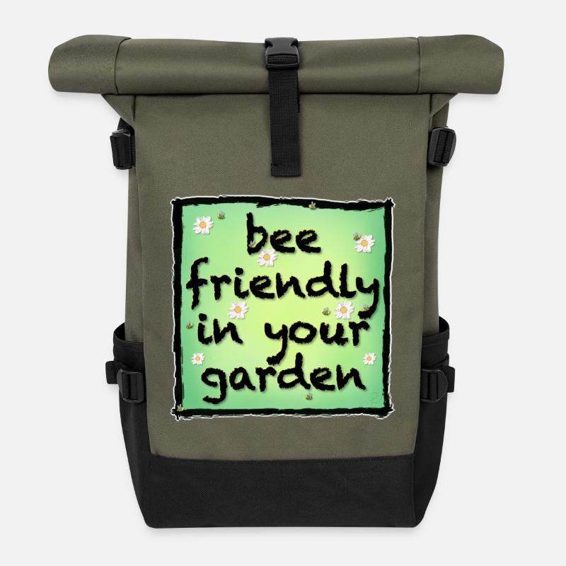 Bee friendly in your garden - Rolltop Rucksack - Olive/Schwarz