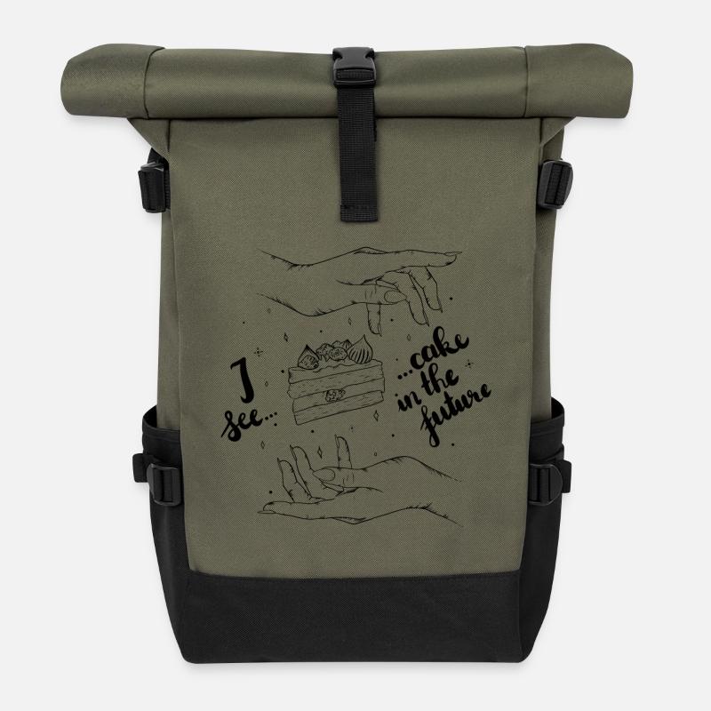 I see... cake in the future - Roll Top Backpack - olive/black