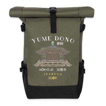 Japan, Horyu-Ji, Ikaruga, Buddhist Temple - Roll Top Backpack - olive/black - Front