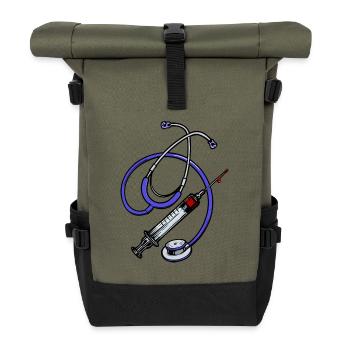 Vorgesetzter Beruf Job Doktor Karriere Erfolg - Rolltop Rucksack - Olive/Schwarz - Vorne