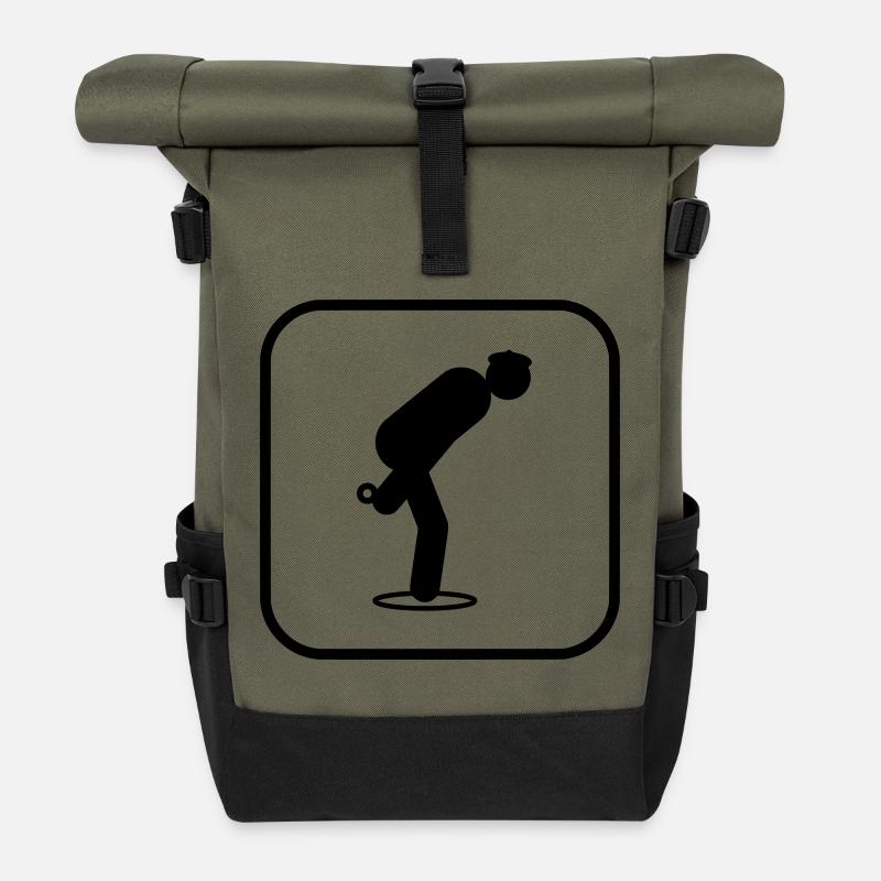Petanque Sportsymbol - Rolltop Rucksack - Olive/Schwarz