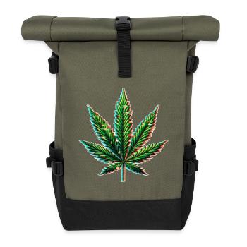 Cannabis Glitch - Roll Top Backpack - olive/black - Front