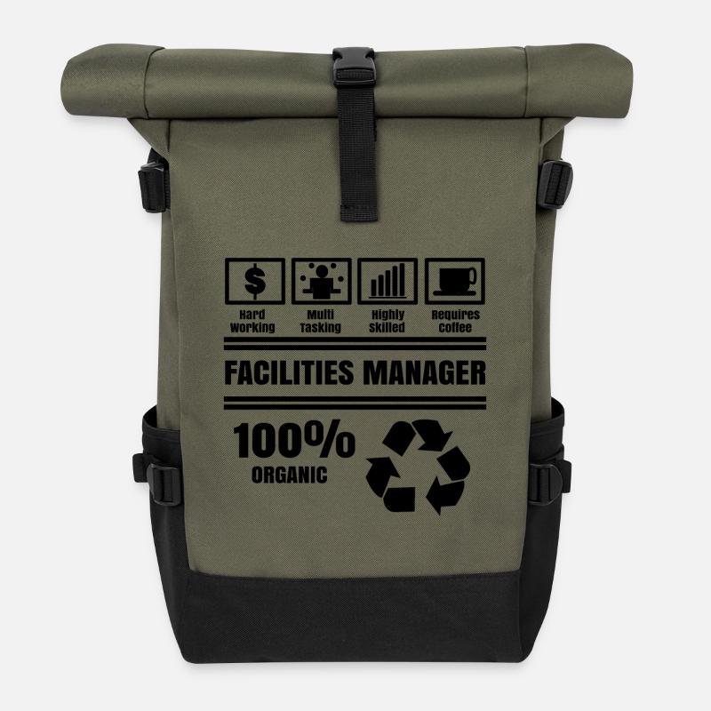 Manager Statement Geld Verdienen Job Karriere - Rolltop Rucksack - Olive/Schwarz